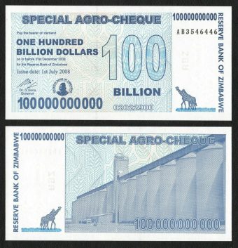 Zimbabwe 100 Billion Dollars Special Agro-Cheque